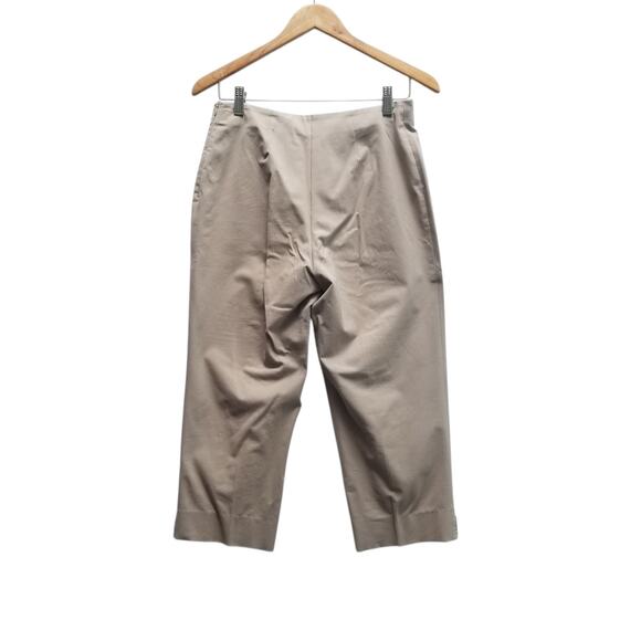 Piazza Sempione Audrey Crop Pants 42 Women’s Cotton Khaki Stretch Side Slit US 6 - Picture 2 of 12
